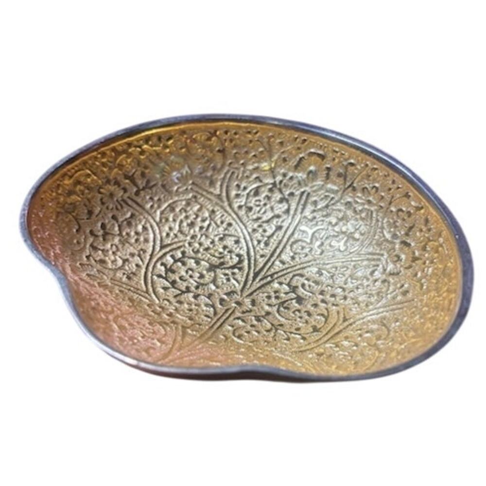 Vintage Al Jaber Brass Bowl UAE Decorative Footed Trinket Dish Middle Eastern